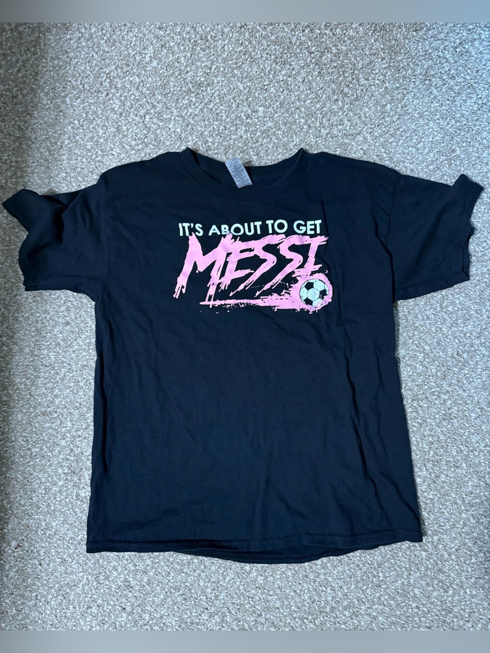Black "It's About to Get Messi" Graphic Tee - Kids
